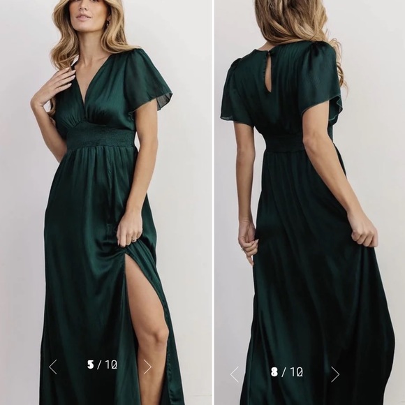 Baltic Born Dresses & Skirts - NWT Baltic Born Prague Slit Satin Maxi Dress in Dark Emerald Green size XL